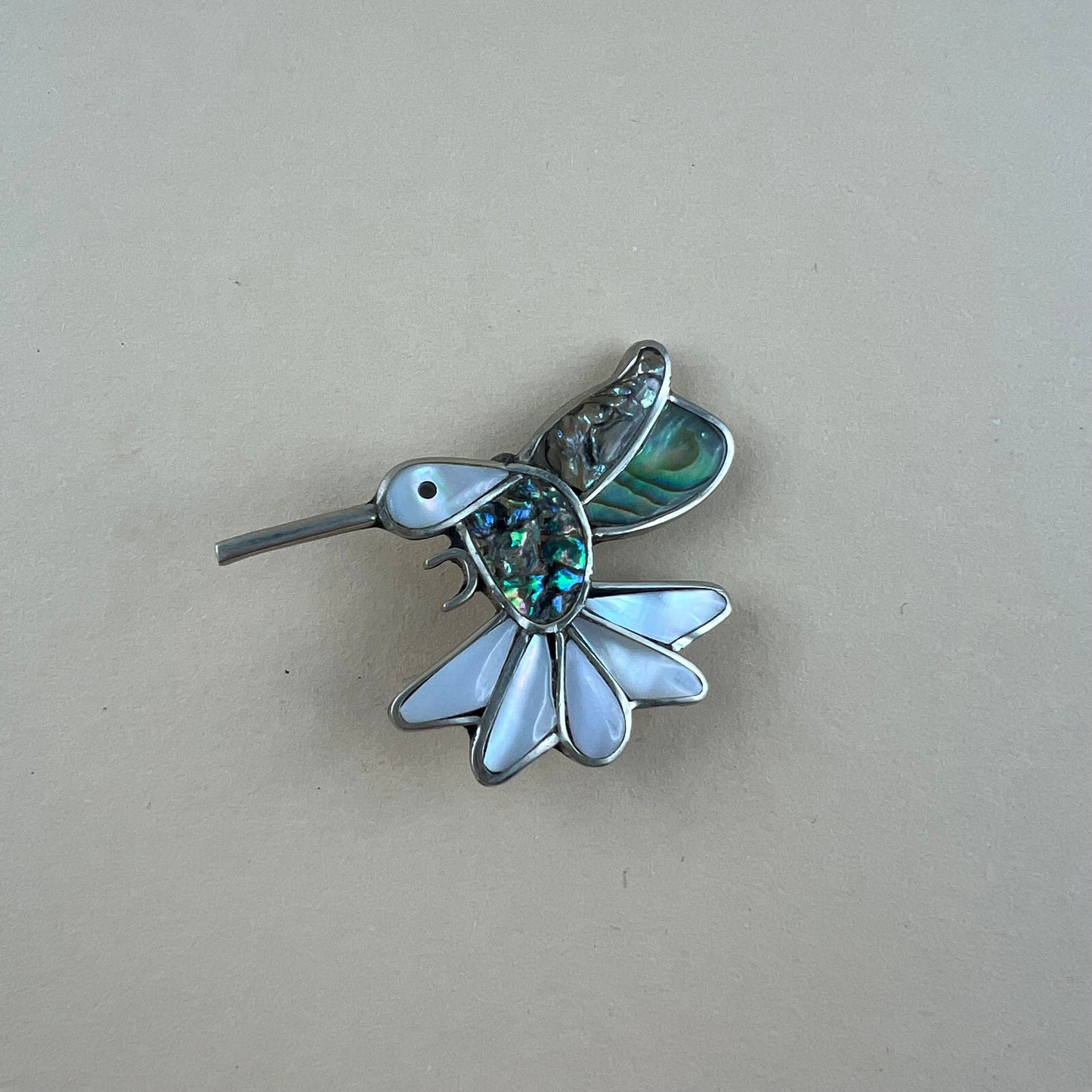 Kolibri Brosche Alpaka Mexiko