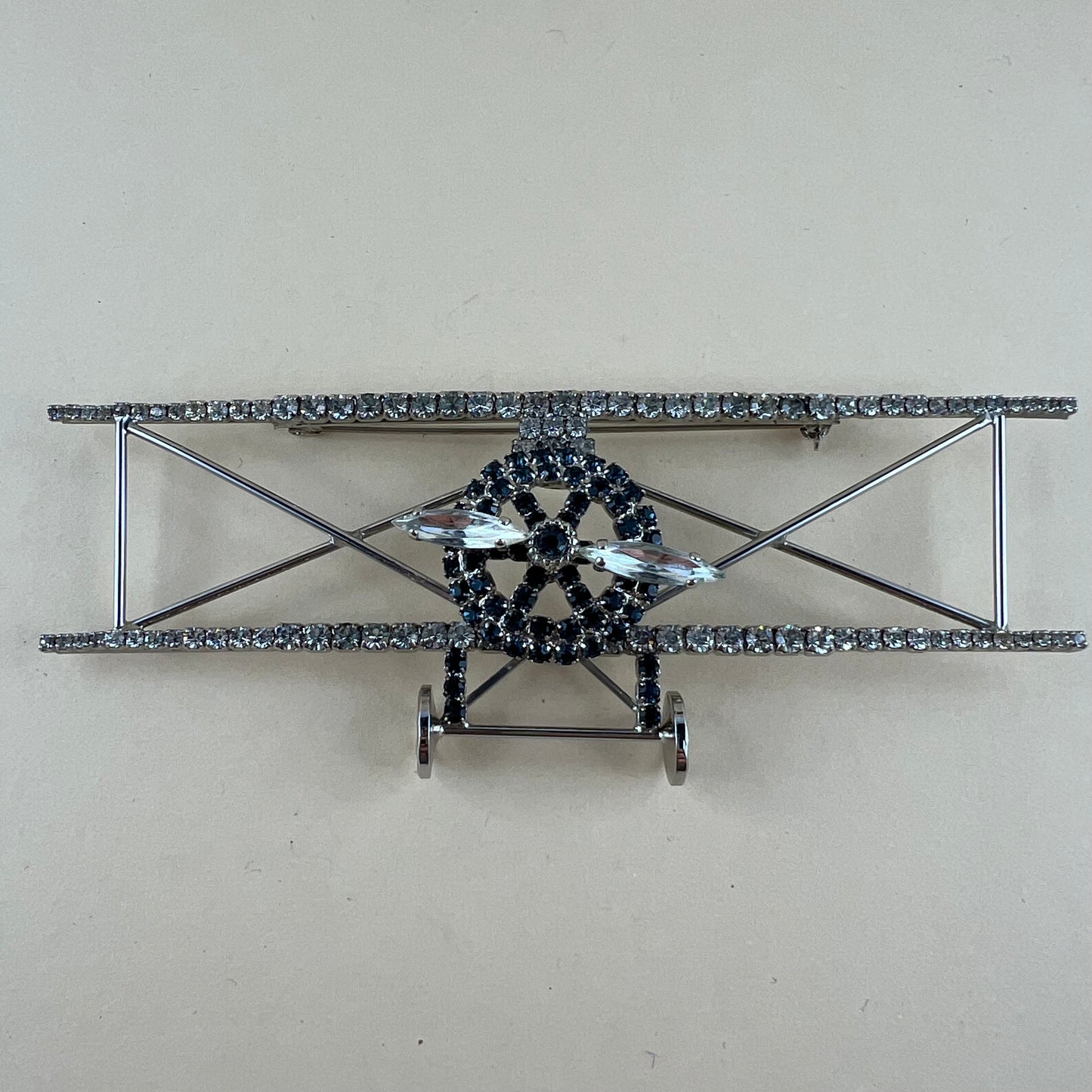 Vintage Helikopter Brosche mit Strasssteinen