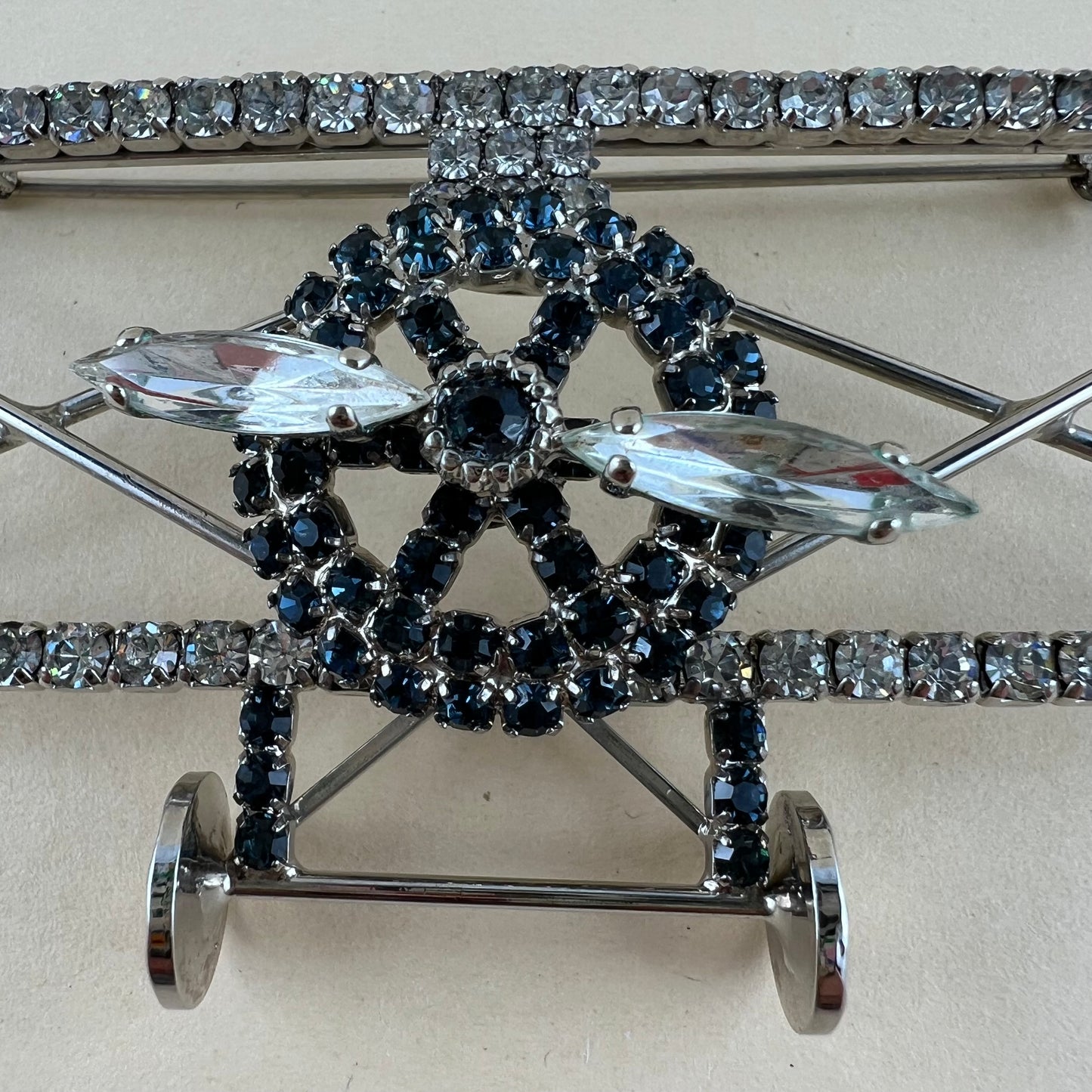 Vintage Helikopter Brosche mit Strasssteinen