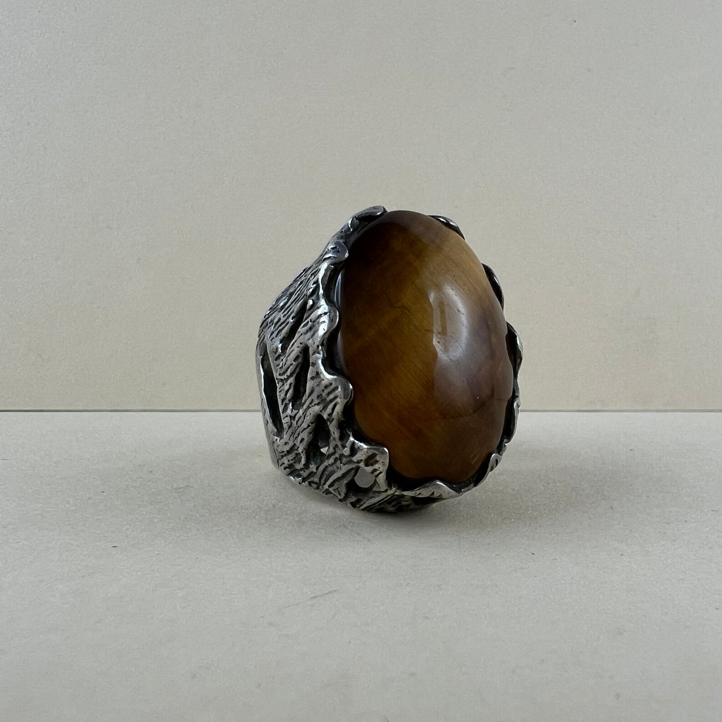 925 Silberring Vintage & Handmade mit Katzenauge