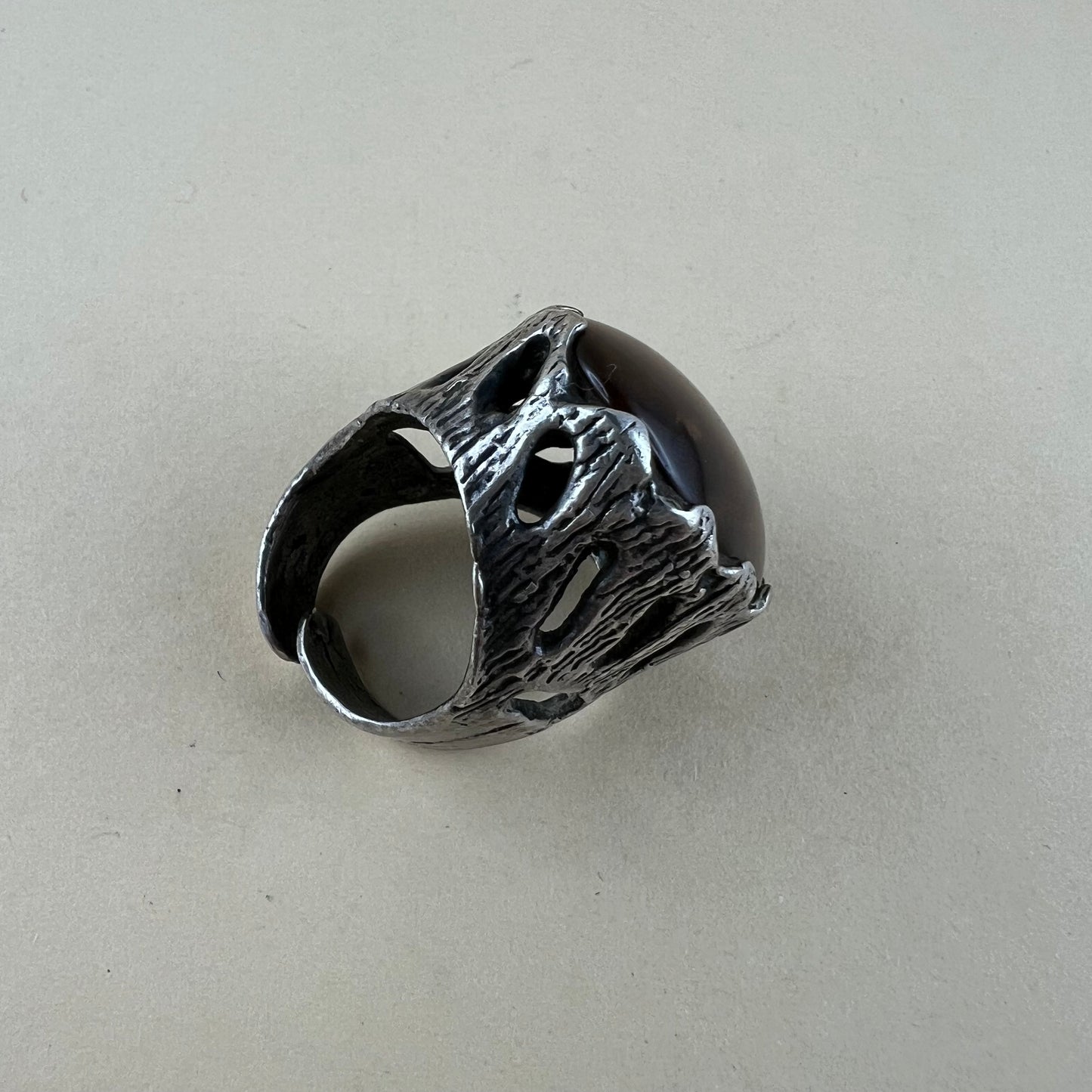 925 Silberring Vintage & Handmade mit Katzenauge
