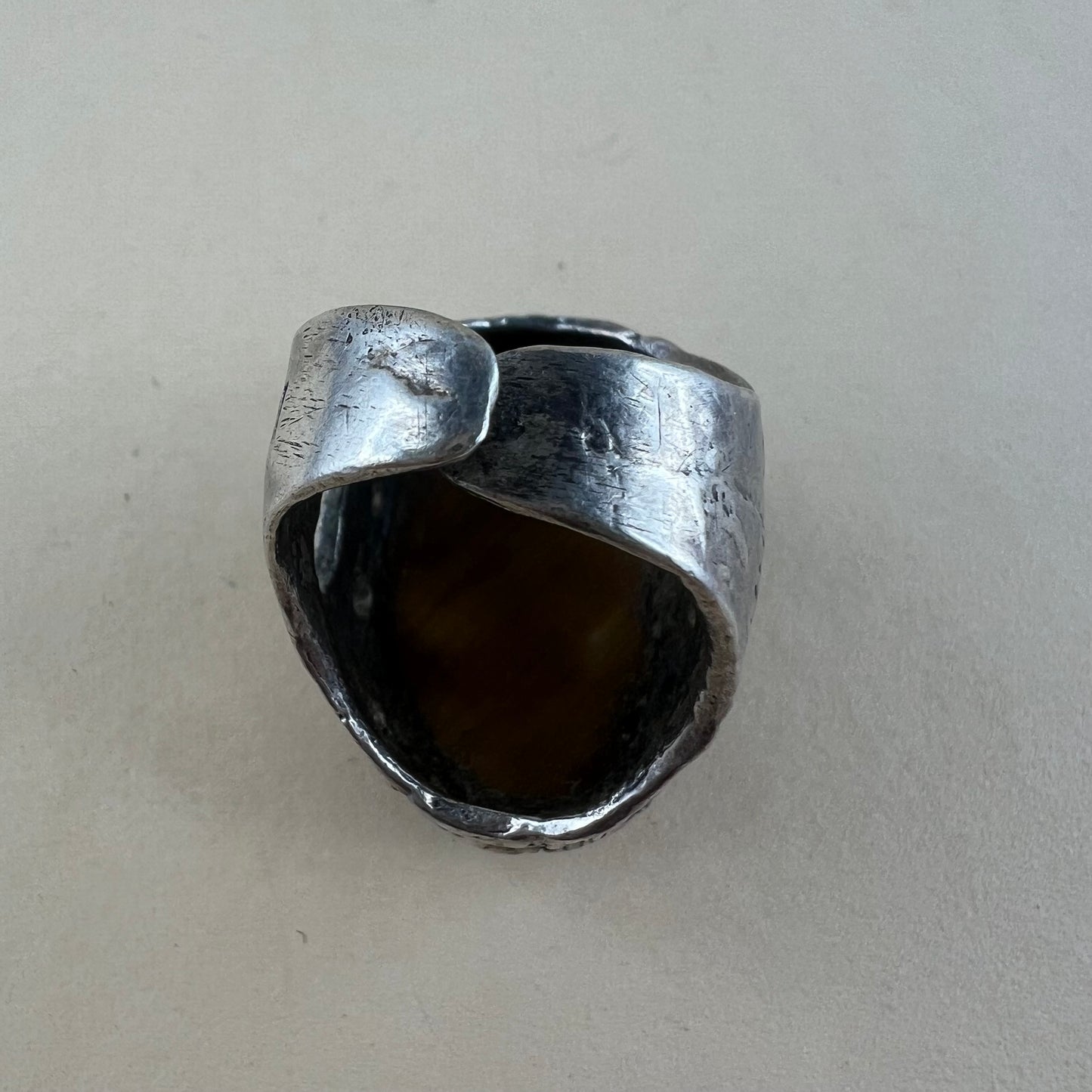 925 Silberring Vintage & Handmade mit Katzenauge