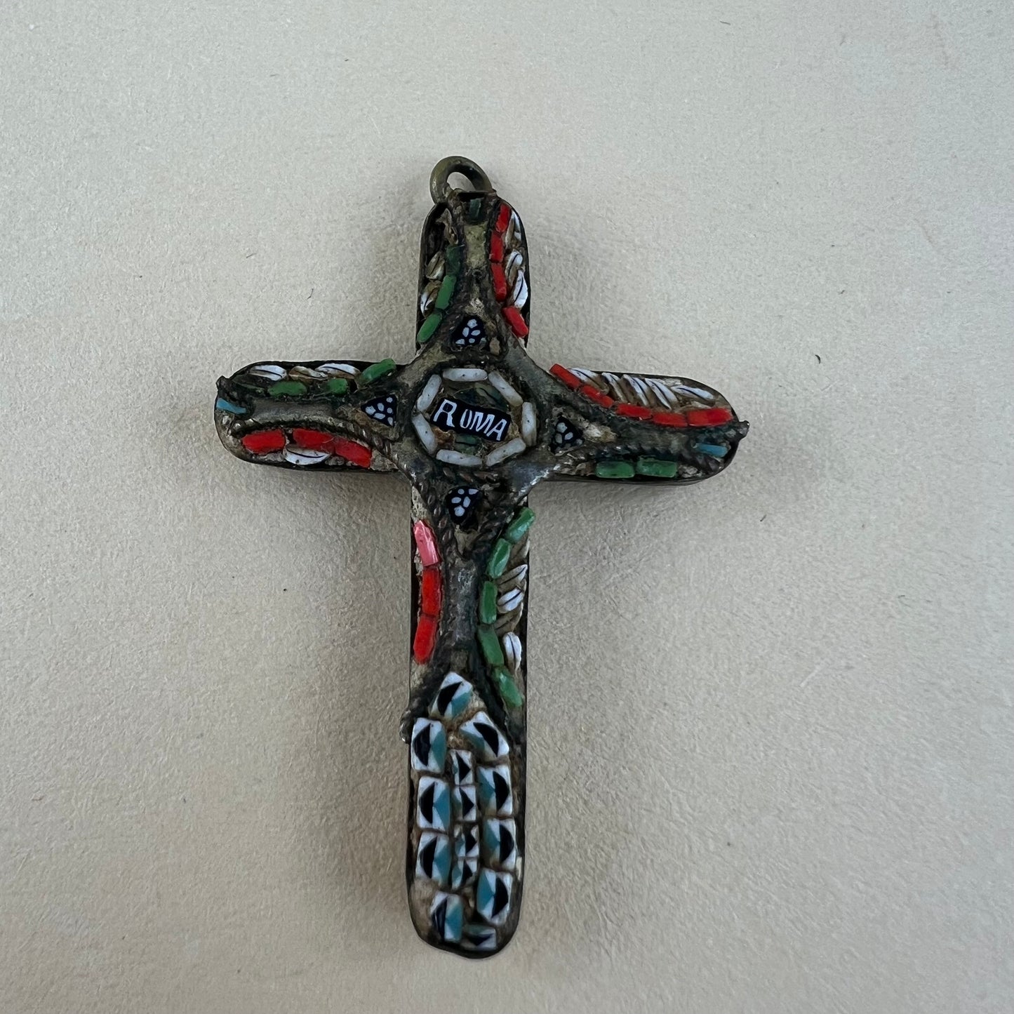 Kreuzanhänger italienisches Mosaik Vintage