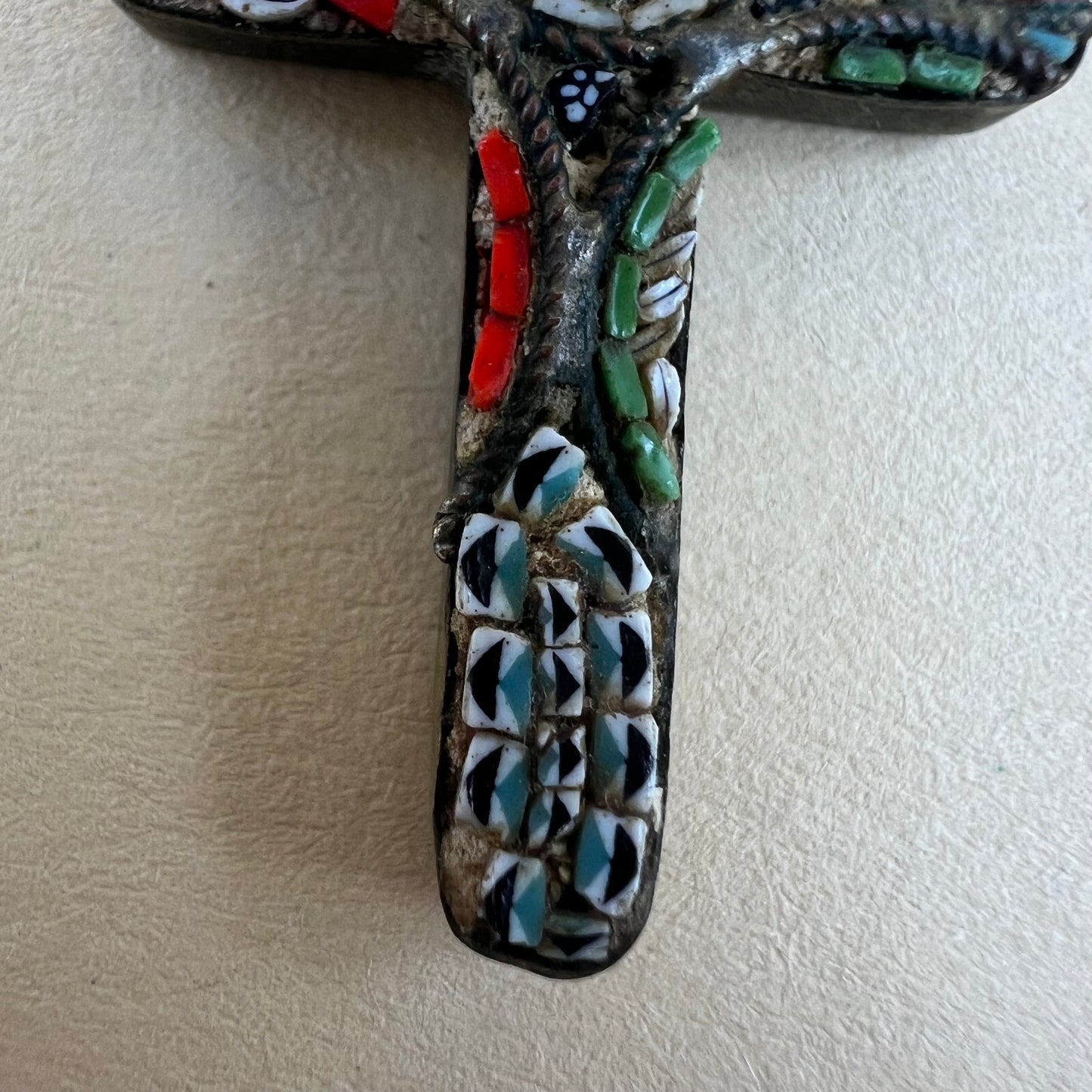 Kreuzanhänger italienisches Mosaik Vintage