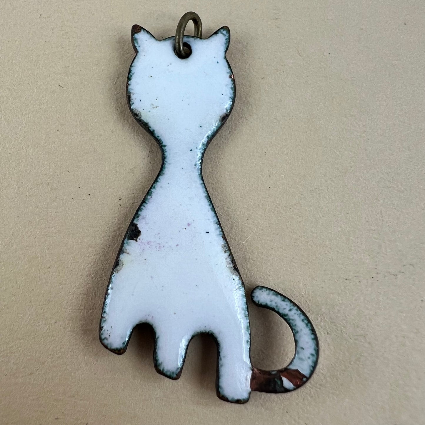 Katzenanhänger Emaille Vintage