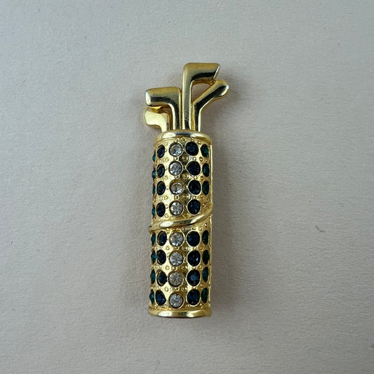 Vintage Brosche mit Golfschlägern