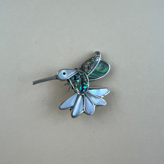 Kolibri Brosche Alpaka Mexiko