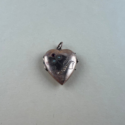 Antikes Amulett mit Saatperle Jugenstil Double