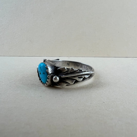 Vintage Indianerring aus Silber mit Türkis Navajo
