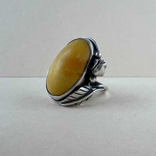 925 Silberring mit Butterscotch Jugendstil
