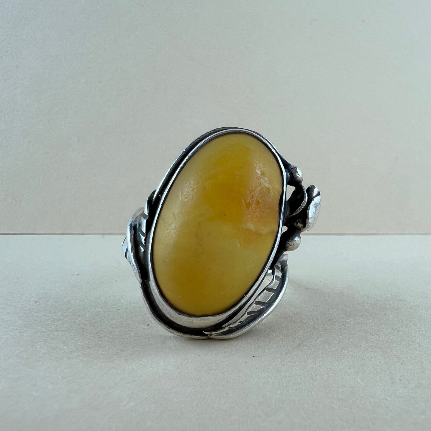 925 Silberring mit Butterscotch Jugendstil