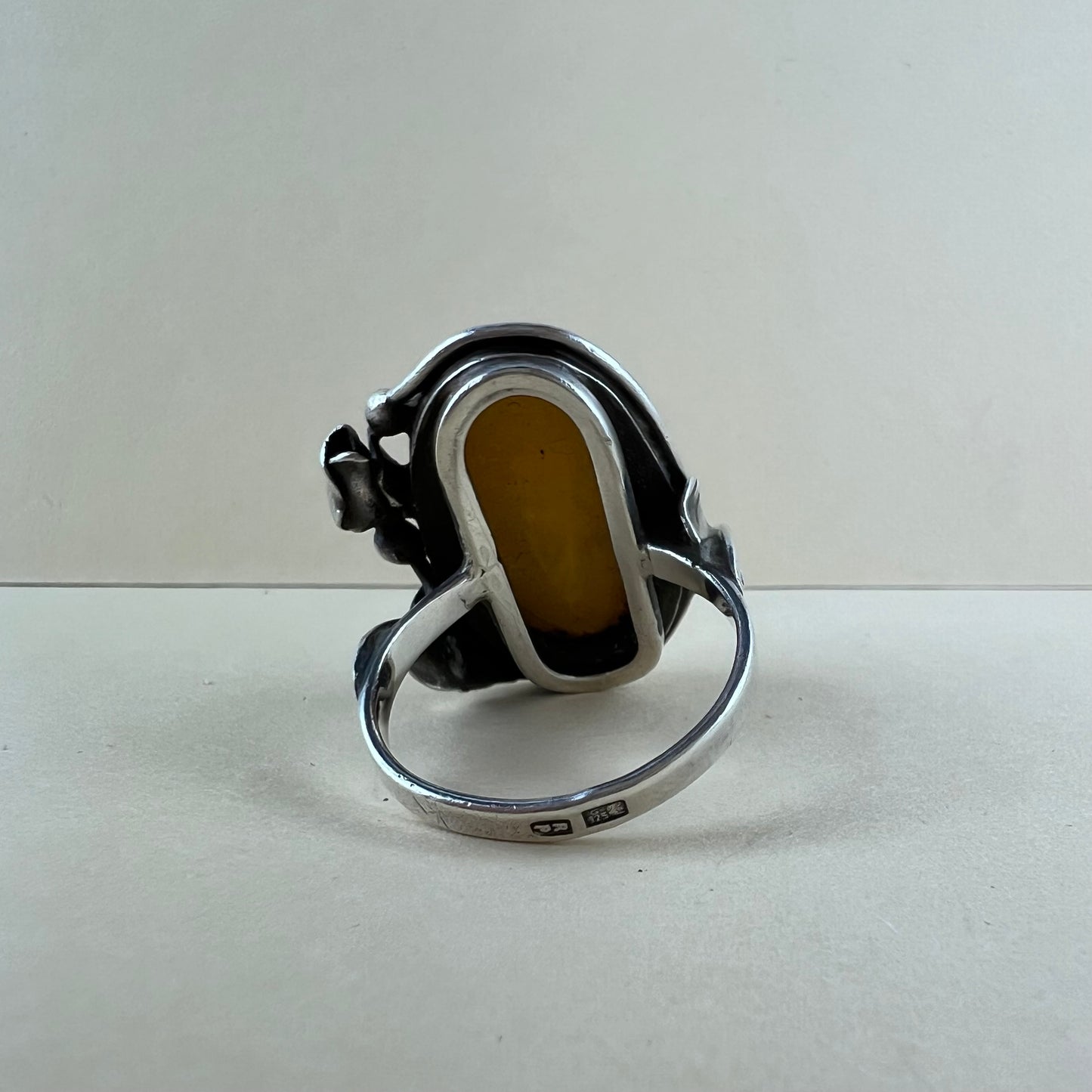 925 Silberring mit Butterscotch Jugendstil