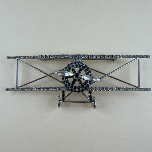 Vintage Helikopter Brosche mit Strasssteinen