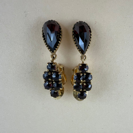 Vintage Pinchbeck Ohrclips mit Granat