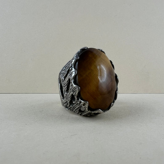 925 Silberring Vintage & Handmade mit Katzenauge