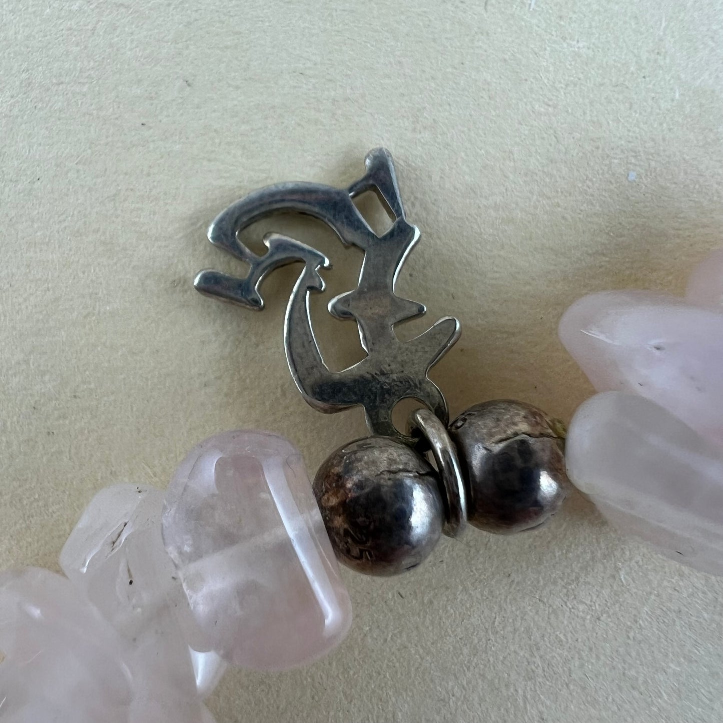 Rosenquarz Silber Strecharmband