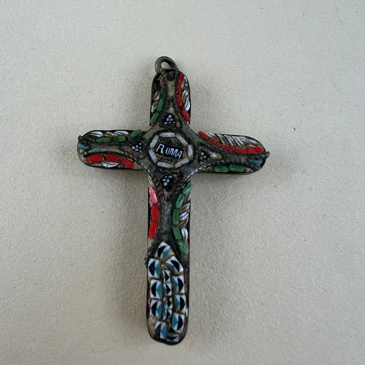 Kreuzanhänger italienisches Mosaik Vintage