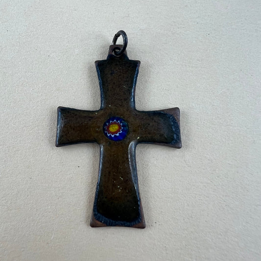 Kreuzanhänger Emaille Vintage